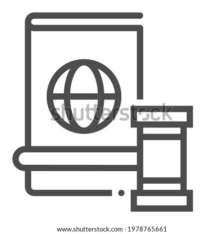 Immigration law square line vector icon.