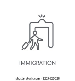 immigration linear icon. Modern outline immigration logo concept on white background from law and justice collection. Suitable for use on web apps, mobile apps and print media.