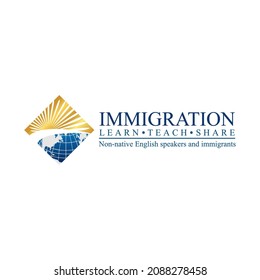 Immigration Logo Vector. Concept Of Immigration And Migration Programs, Services And Free Online Evaluation