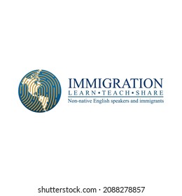 Immigration Logo Vector. Concept Of Immigration And Migration Programs, Services And Free Online Evaluation