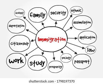 Immigration mind map, concept for presentations and reports