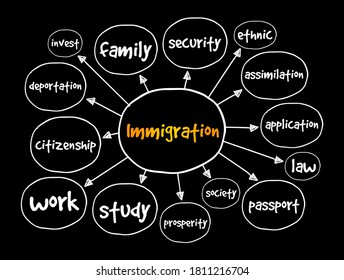 Immigration mind map, concept for presentations and reports