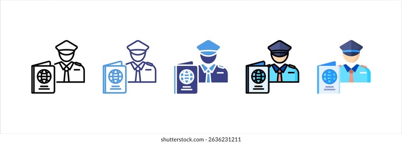Immigration Officer Multi Style Icon Set