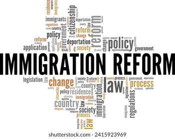 Immigration Reform word cloud conceptual design isolated on white background.