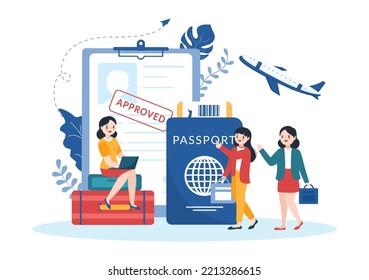 Immigration Template Hand Drawn Cartoon Flat Illustration of Document with Visa and Passport for Moving to Another Country