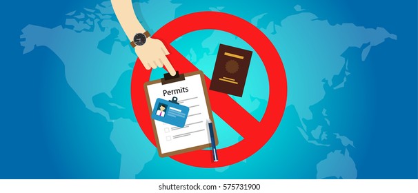 Immigration Travel Ban USA. United States Of America Detention From Country Passport Permit Vector