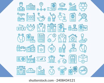 IMMIGRATION vector design blue filled color gradient icon for downlaod