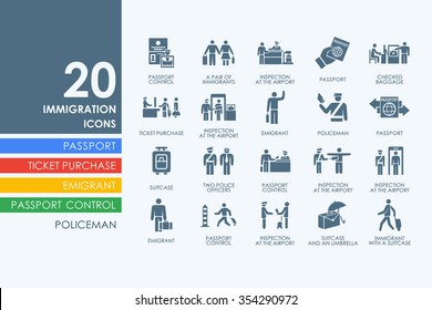 immigration vector set of modern simple icons