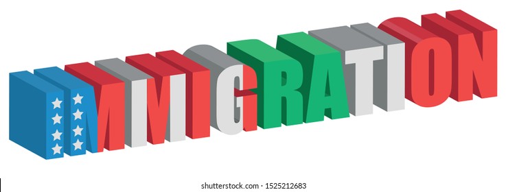 Immigration word 3d concept with USA and Mexican flag