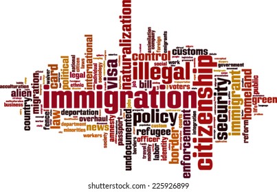 Immigration word cloud concept. Vector illustration