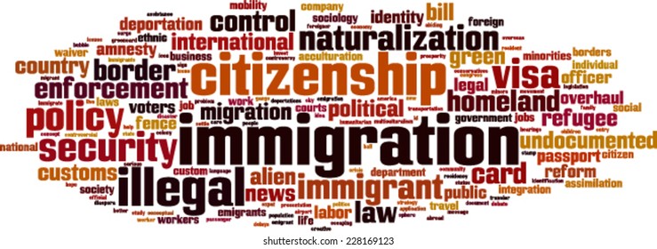 Immigration word cloud concept. Vector illustration