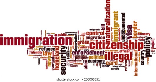 Immigration word cloud concept. Vector illustration