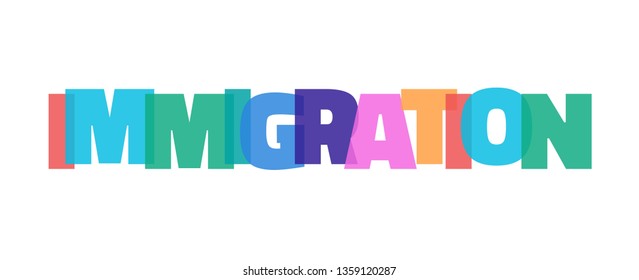 Immigration word concept. "Immigration" on white background. Use for cover, banner, blog. 