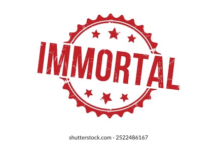 IMMORTAL Carimbo vermelho sobre fundo branco. Sinal de selo imortal. Selo IMORTAL.