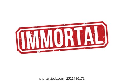 IMMORTAL Carimbo vermelho sobre fundo branco. Sinal de selo imortal. Selo IMORTAL.