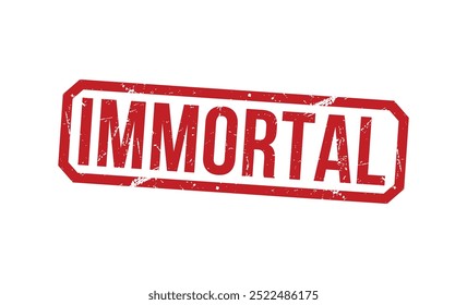 IMMORTAL Carimbo vermelho sobre fundo branco. Sinal de selo imortal. Selo IMORTAL.