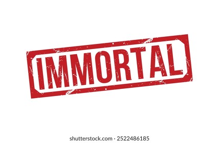 IMMORTAL Carimbo vermelho sobre fundo branco. Sinal de selo imortal. Selo IMORTAL.