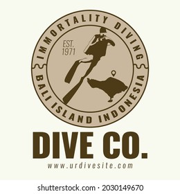 Immortality Diving Vector Graphic of T-shirt Design. Suitable for sport diving team or club diving.