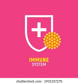 Immune bacteria system sign. Antibacterial virus sign. Immune protection antiseptic, anti disease immune icon