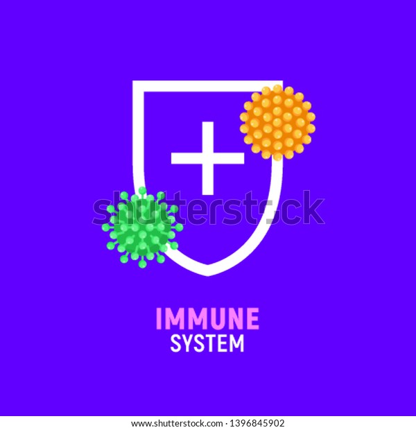 Immune bacteria system sign. Antibacterial virus sign. Immune protection antiseptic, anti desease immune icon.