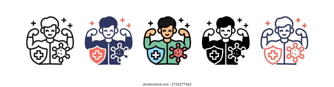 Immune Boosting Icon Multiple Vector Illustration