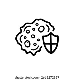 Immune Cell Icon with Shield Representing Body Defense