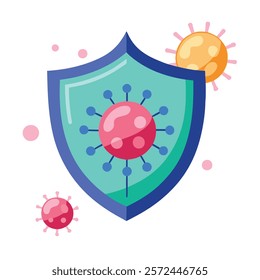 Immune Defense Concept: Medical Shield with Spheres