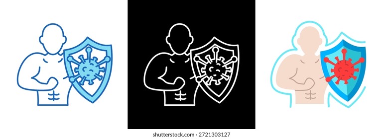 Imune Defense Icon triplestyle Vetor Illustration (Ilustração de vetor de estilo triplo de ícone de defesa de imunidade)