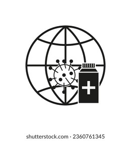 Immune from flu germ icon. Hygiene shield, bacterial prevention symbol. Virus protection icon. Vector illustration. EPS 10.