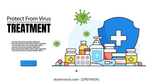 Immune from flu germ , virus protection, hygiene shield, bacterial prevention. vector illustration eps10.	