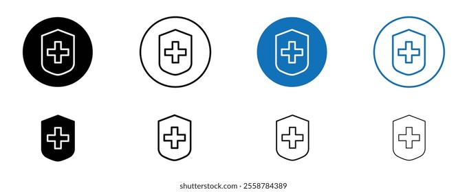 Immune guard icon set in black and blue colors