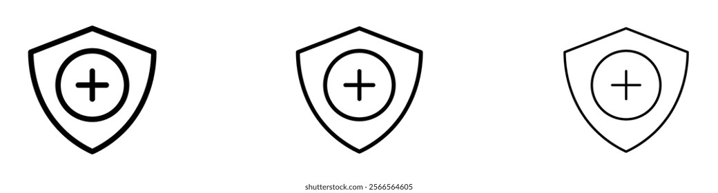 Immune guard icon in tree different line stroke sizes.
