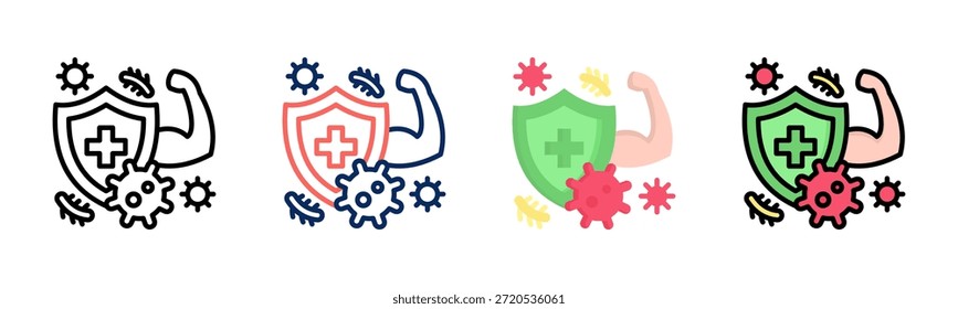 Immune icon set multiple style collection