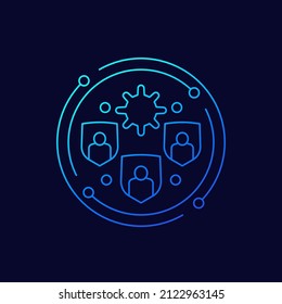 Immune Population And Herd Immunity Line Vector Icon