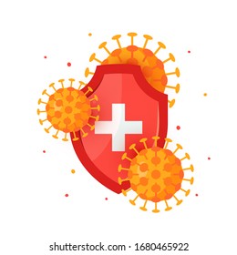 Immune Shield Icon Concept Red Medical Stock Vector (Royalty Free ...