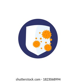 immune system, antibacterial protection icon with virus