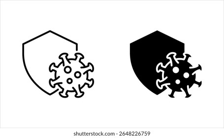 immune system and antibacterial protection line icons set, vector illustration on white background
