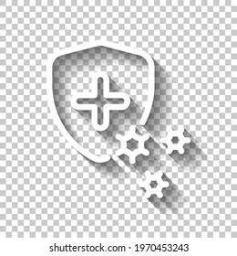 Immune system, antivirus protection, simple medical icon. White linear icon with editable stroke and shadow on transparent background