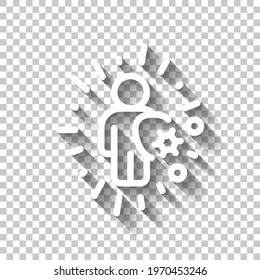 Immune system, antivirus protection, simple medical icon. White linear icon with editable stroke and shadow on transparent background
