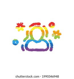 Immune system, antivirus protection, simple medical icon. Drawing sign with LGBT style, seven colors of rainbow (red, orange, yellow, green, blue, indigo, violet