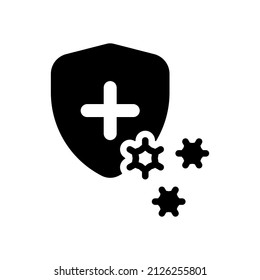 Immune System, Antivirus Protection, Simple Medical Icon. Black Icon On White Background