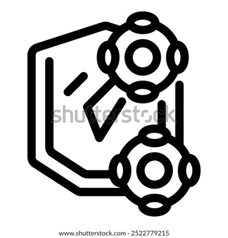 Immune system attacking virus with antibodies, immune defense icon, outline style