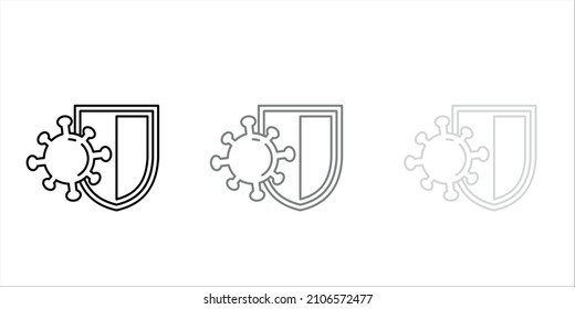 Immune system concept. Hygienic medical black shield protects from COVID-19 coronavirus icon. Sign of human immunity. Isolated illustration of corona virus defense symbol