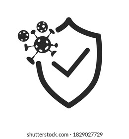 Immune system concept with medical shield. Bacterial and virus defense.
