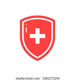 Immune System Concept. Simple Icon Of Medical Shield In Flat Style