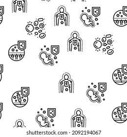 Ilustración De Línea Delgada Del Patrón De La Inmunización De Enfermedades Del Sistema Y Del Vector De Tratamiento