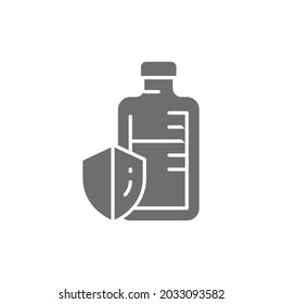 Immune system drugs, medical ampoules, vaccine grey icon.
