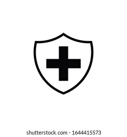 Immune system icon design template. Medical cross in the shield. Vector Illustration
