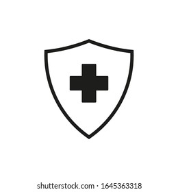 Immune system icon design template. Medical cross in the shield. Vector Illustration