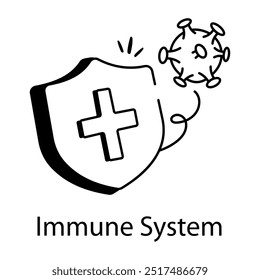 Immune system icon designed in doodle style 